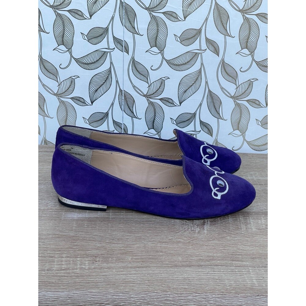 Rara Avis Iris Apfel Purple Suede Glasses Flats Loafers 9M Quirky - Picture 3 of 8
